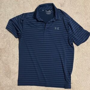 Under Armour Men's Dark Blue Striped Polo